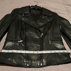 BCBGMAXAZRIA Black Leather Moto Jacket - Size Small